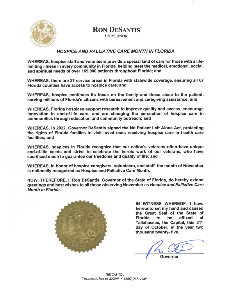 Hospice & Palliative Care Month Proclamation